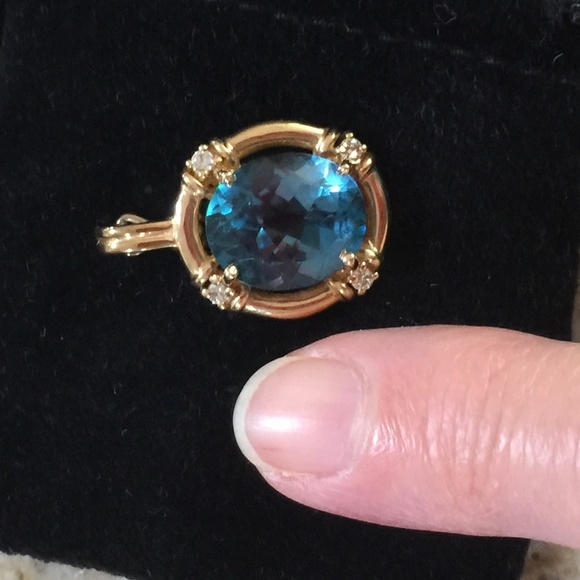 9 Carat Blue Topaz 14k Gold Pearl Enhancer Pendant - Picture 7 of 8